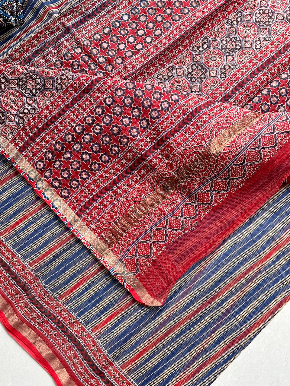 Pure HandBlock Printed Kota Cotton Doria Saree