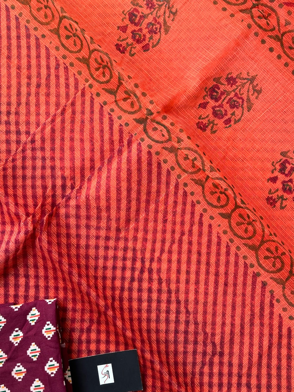 HandBlock Printed Kota Cotton Doria Saree