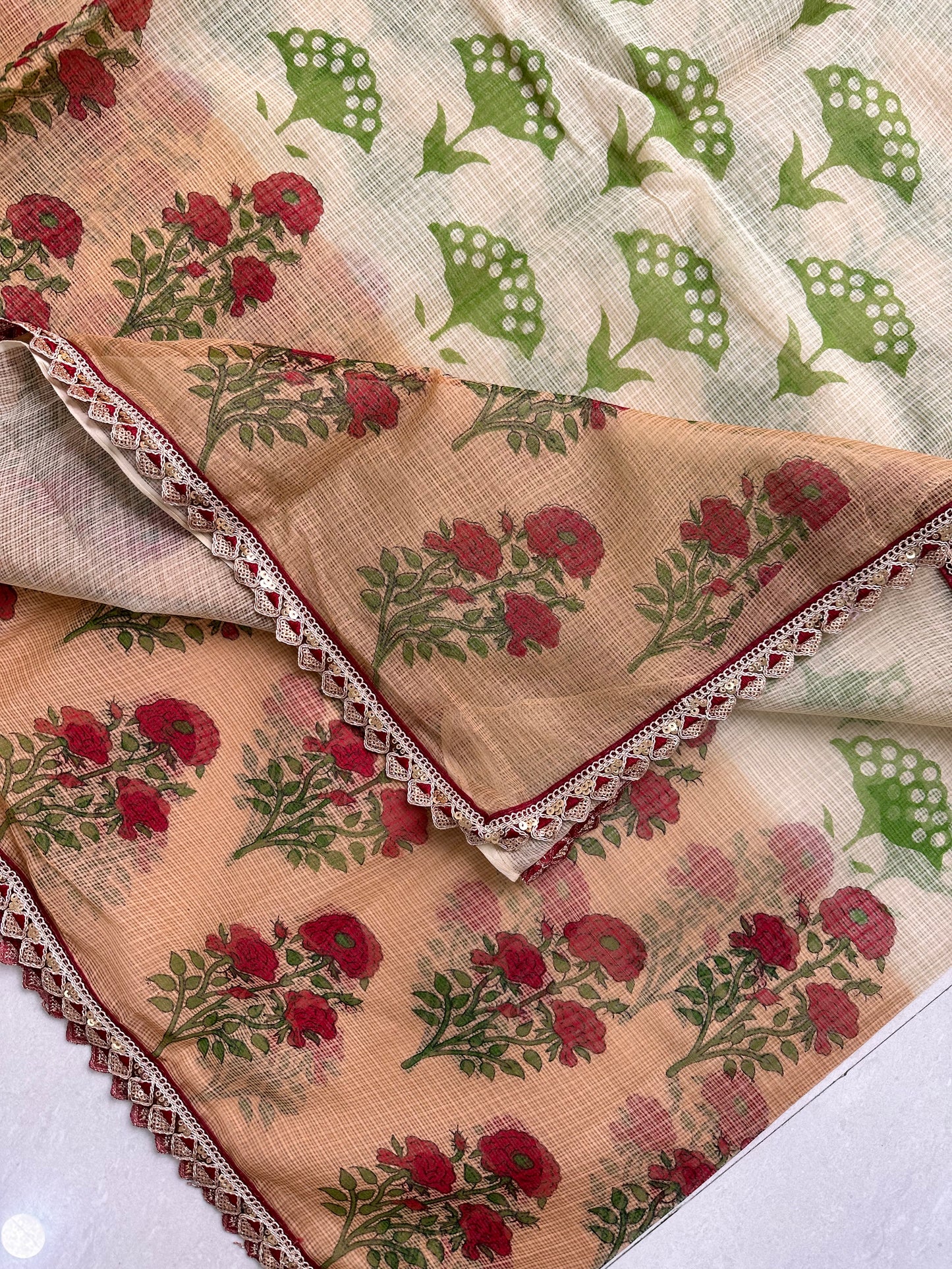 HandBlock Printed Pure Kota Cotton Doria Saree