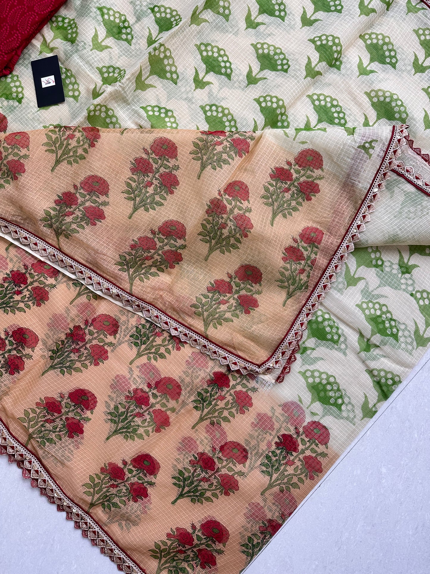 HandBlock Printed Pure Kota Cotton Doria Saree