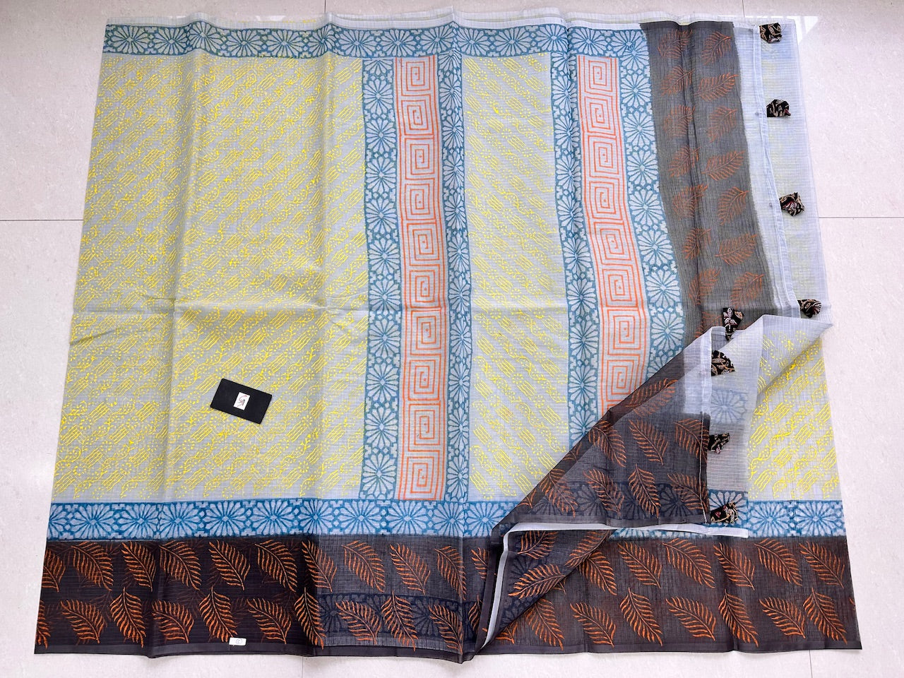 HandBlock Printed Kota Cotton Doria Saree