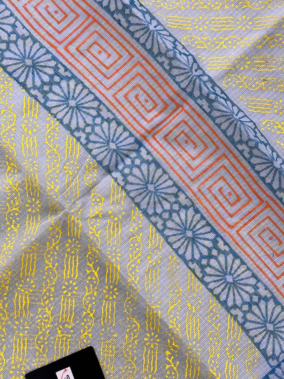 HandBlock Printed Kota Cotton Doria Saree