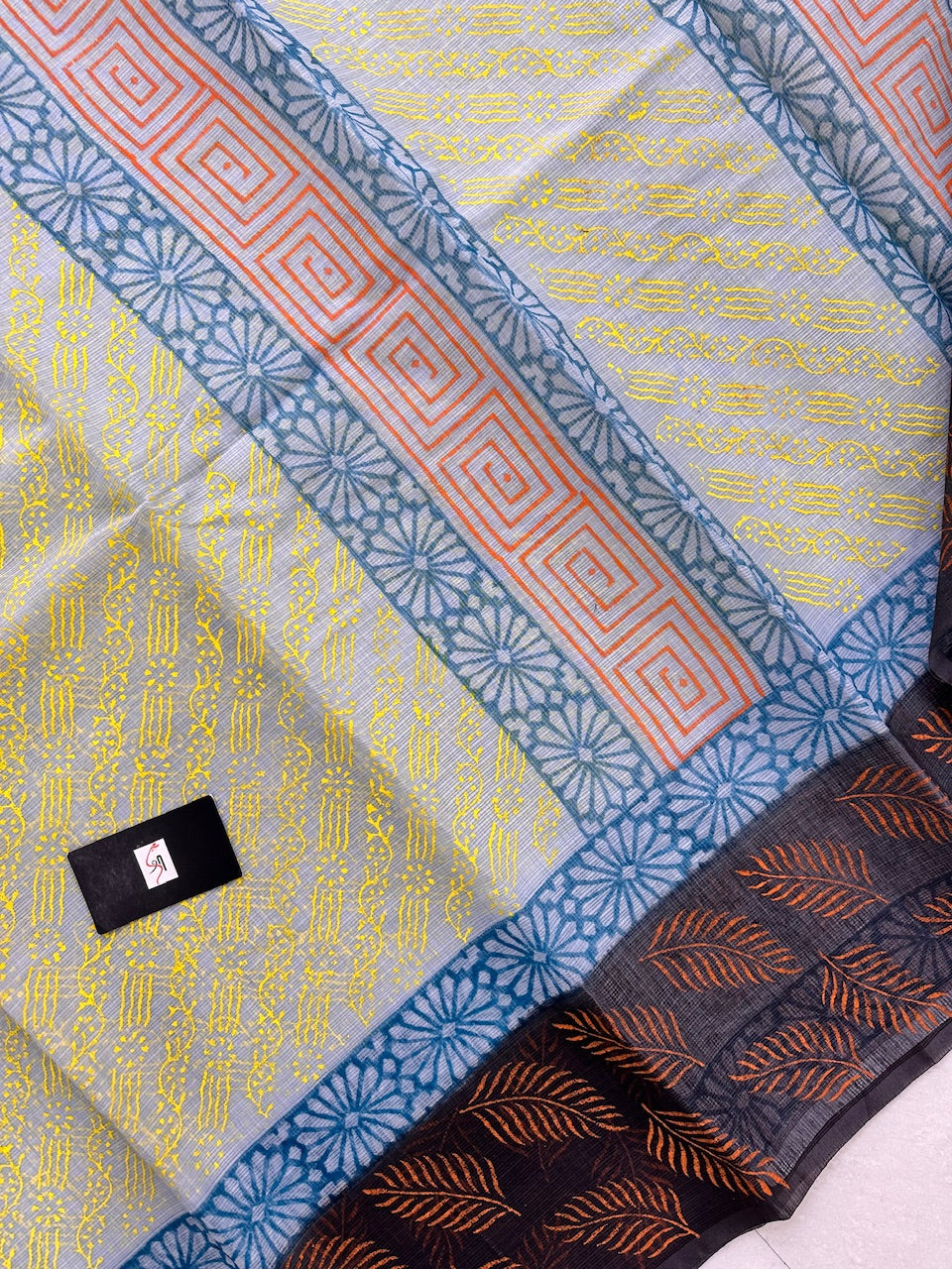 HandBlock Printed Kota Cotton Doria Saree