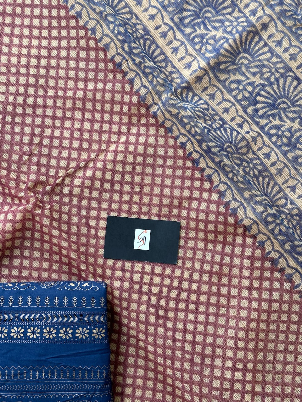 HandBlock Printed Kota Cotton Doria Saree