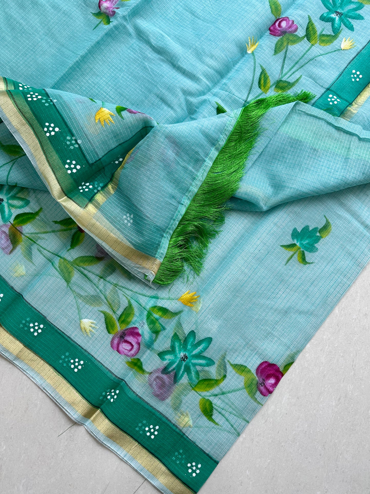 Handpainted Kota Cotton Doria Saree