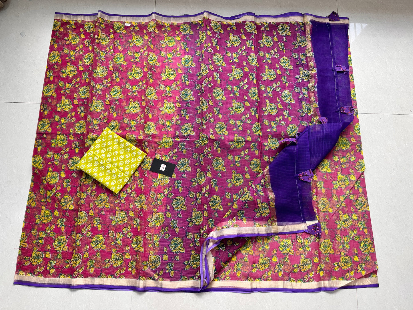 HandBlock Printed Pure Kota Cotton Doria Saree