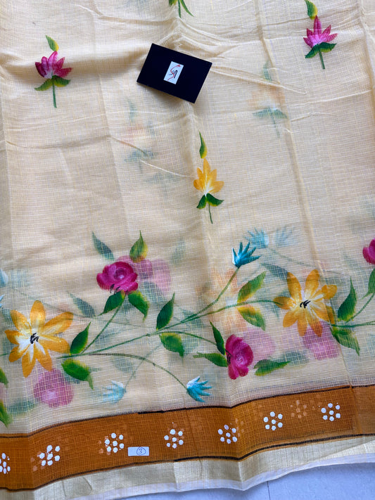 Handpainted Kota Cotton Doria Saree