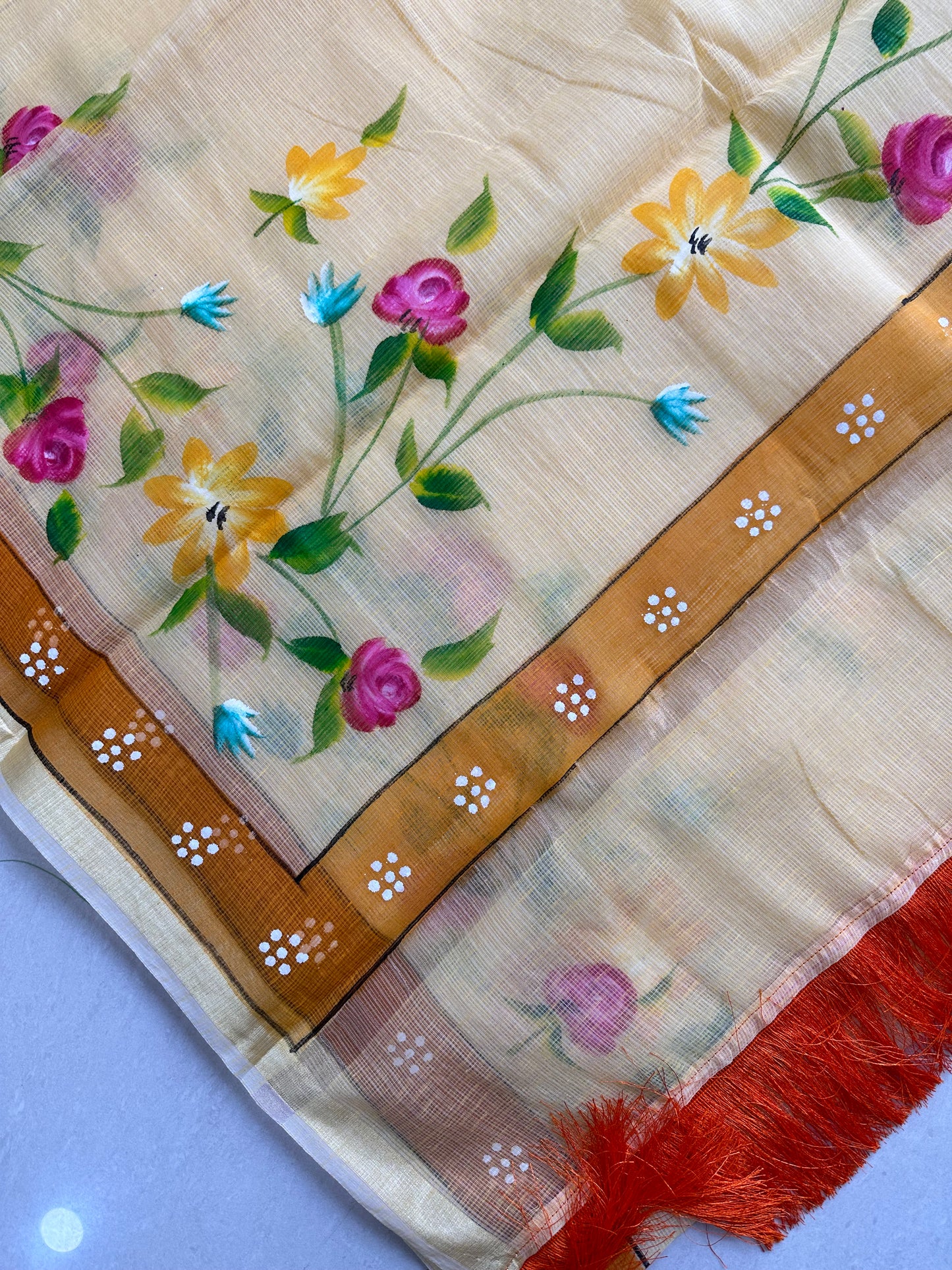 Handpainted Kota Cotton Doria Saree