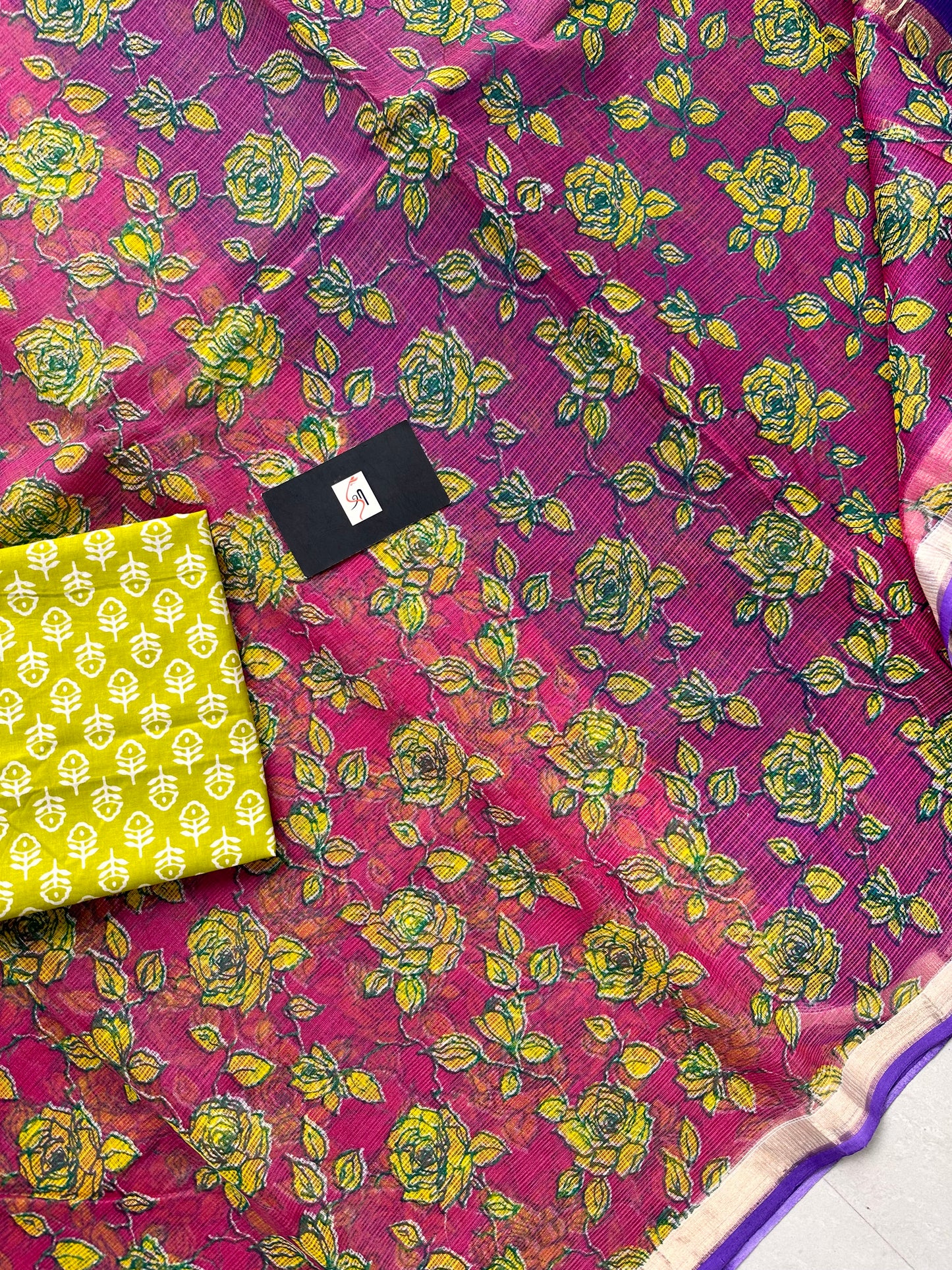 HandBlock Printed Pure Kota Cotton Doria Saree