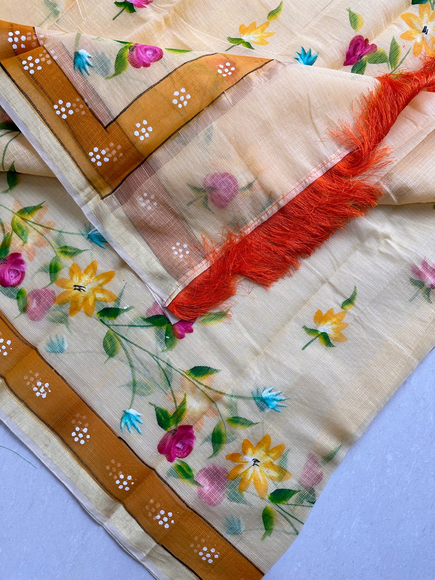 Handpainted Kota Cotton Doria Saree