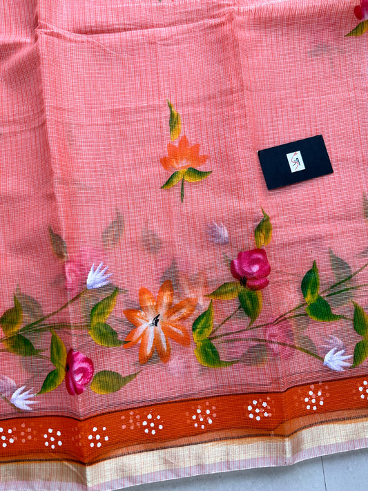 Handpainted Kota Cotton Doria Saree