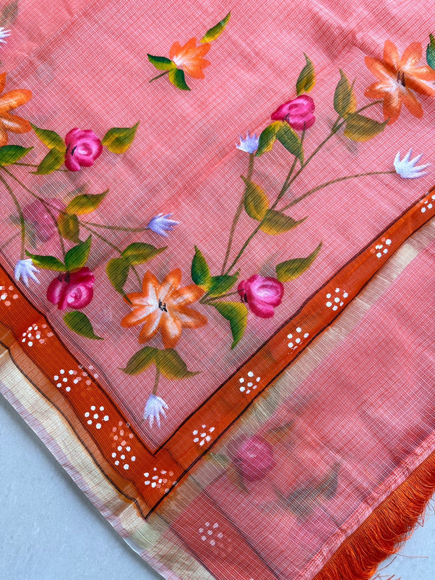 Handpainted Kota Cotton Doria Saree