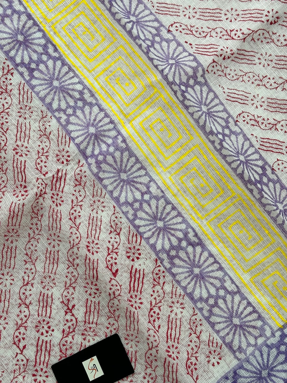 HandBlock Printed Kota Cotton Doria Saree