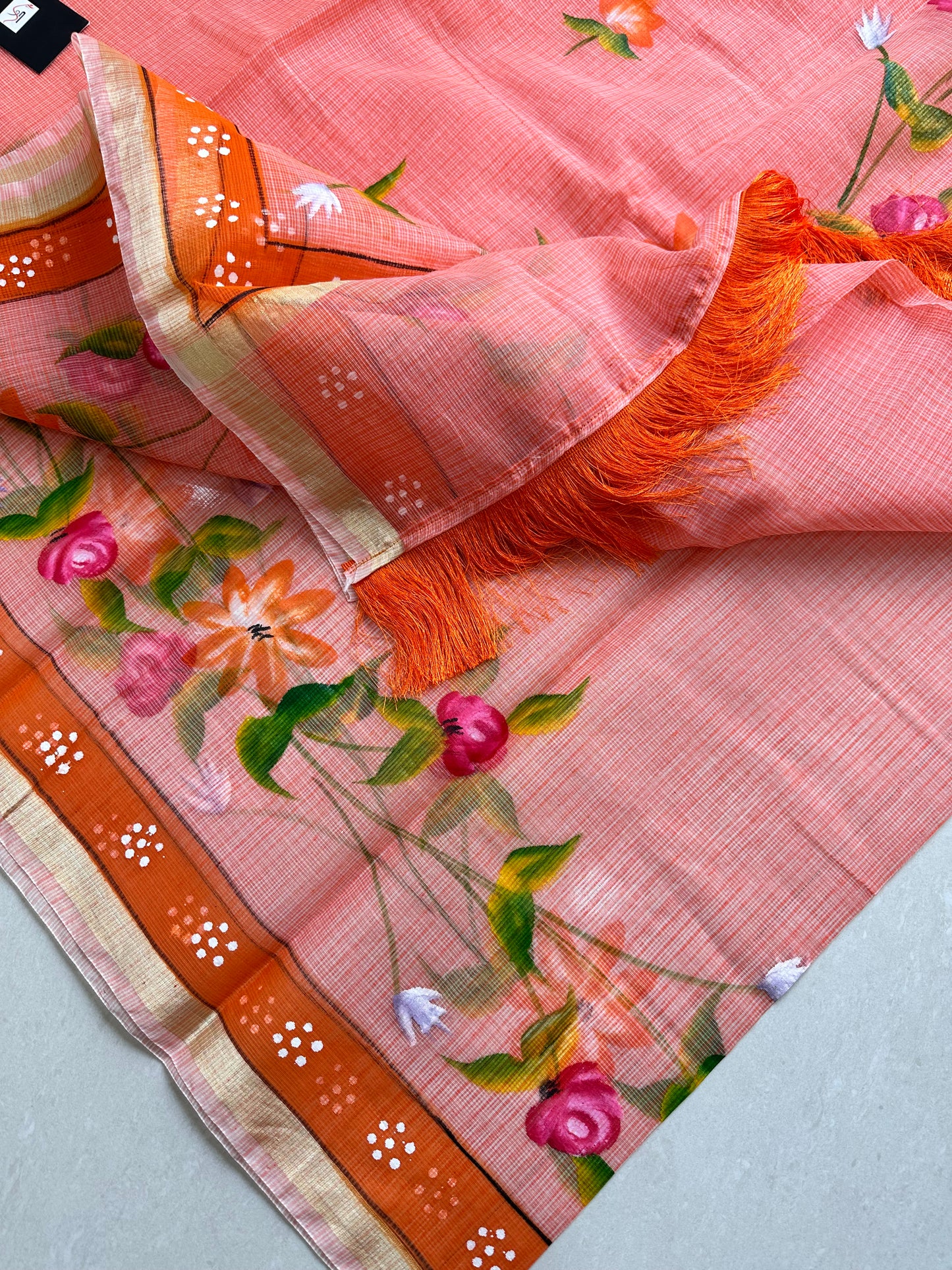 Handpainted Kota Cotton Doria Saree