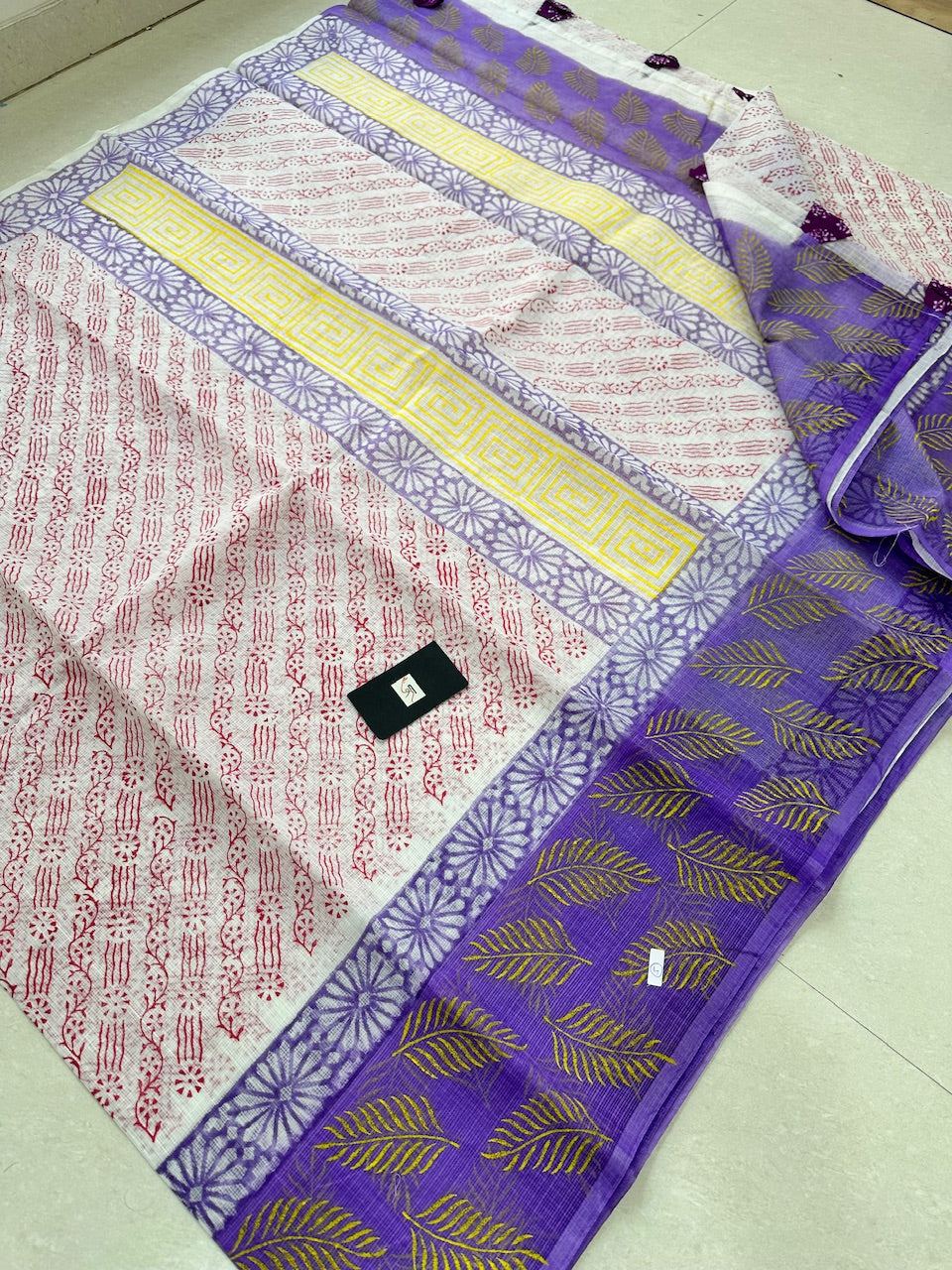 HandBlock Printed Kota Cotton Doria Saree