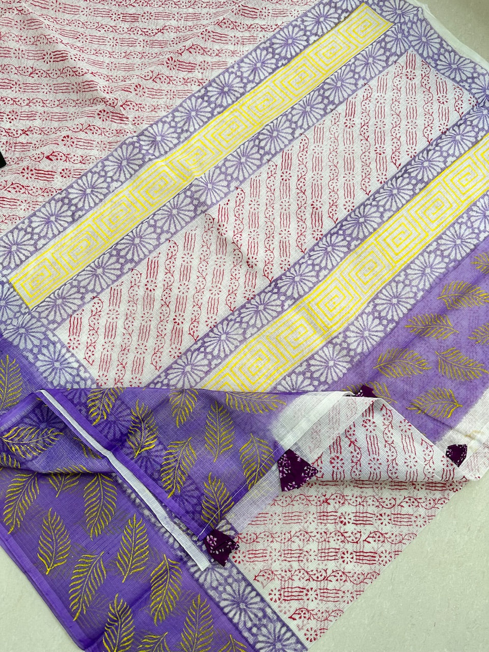 HandBlock Printed Kota Cotton Doria Saree