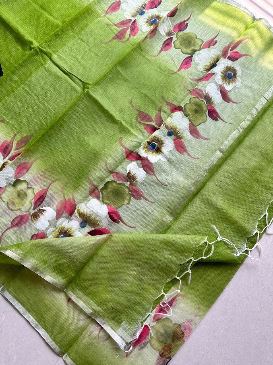 Handpainted Kota Cotton Doria Saree