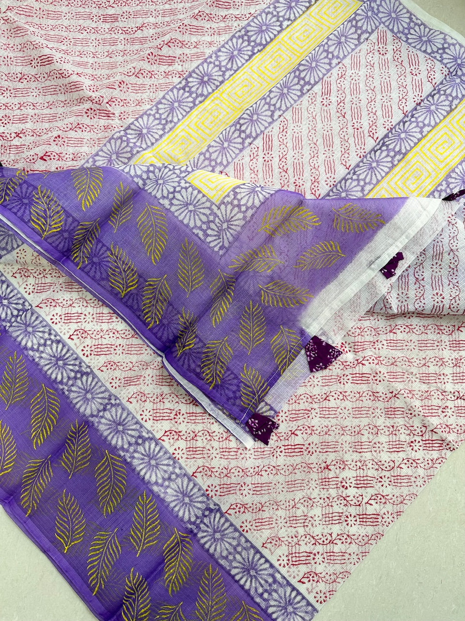 HandBlock Printed Kota Cotton Doria Saree