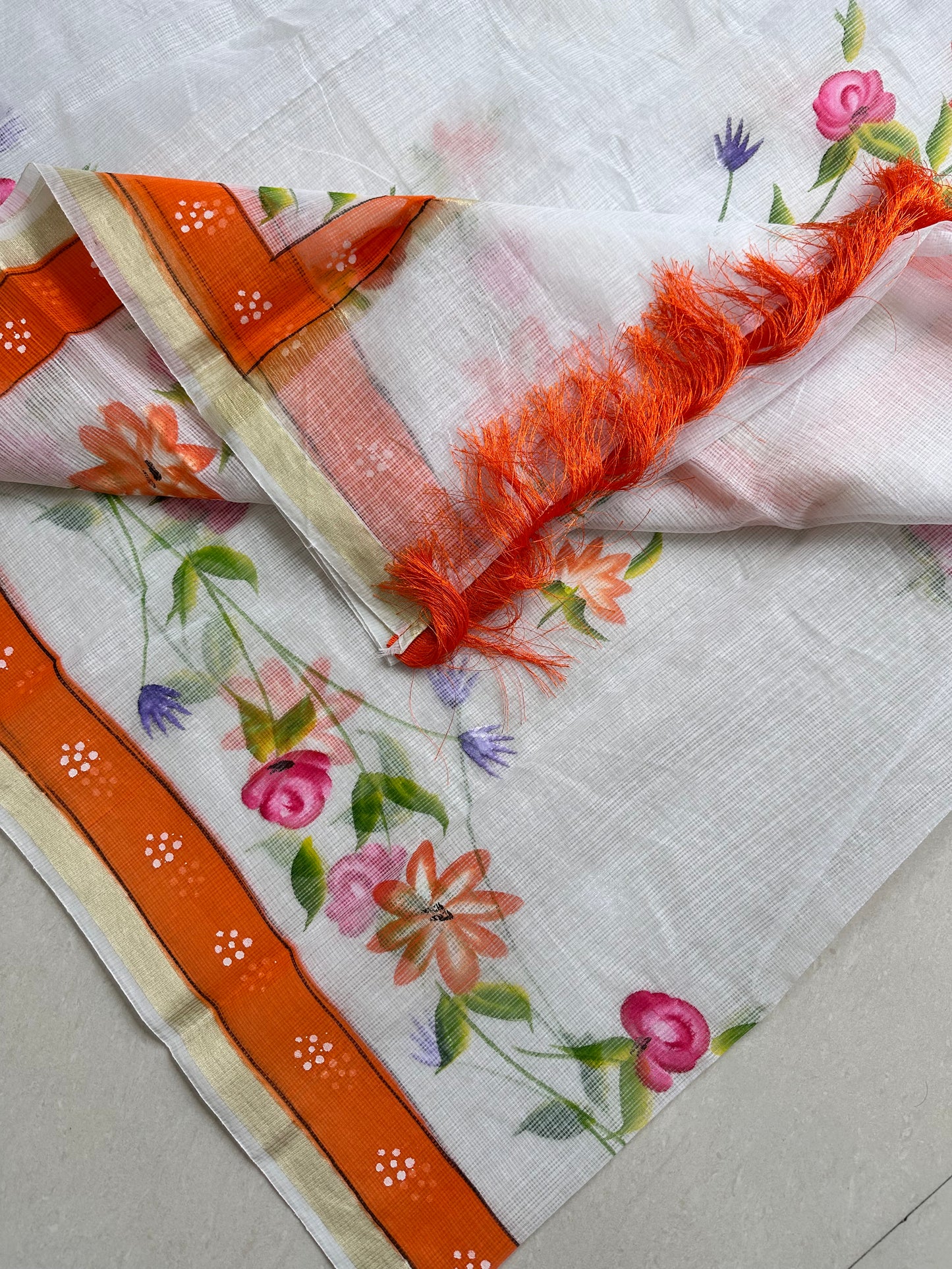 Handpainted Kota Cotton Doria Saree