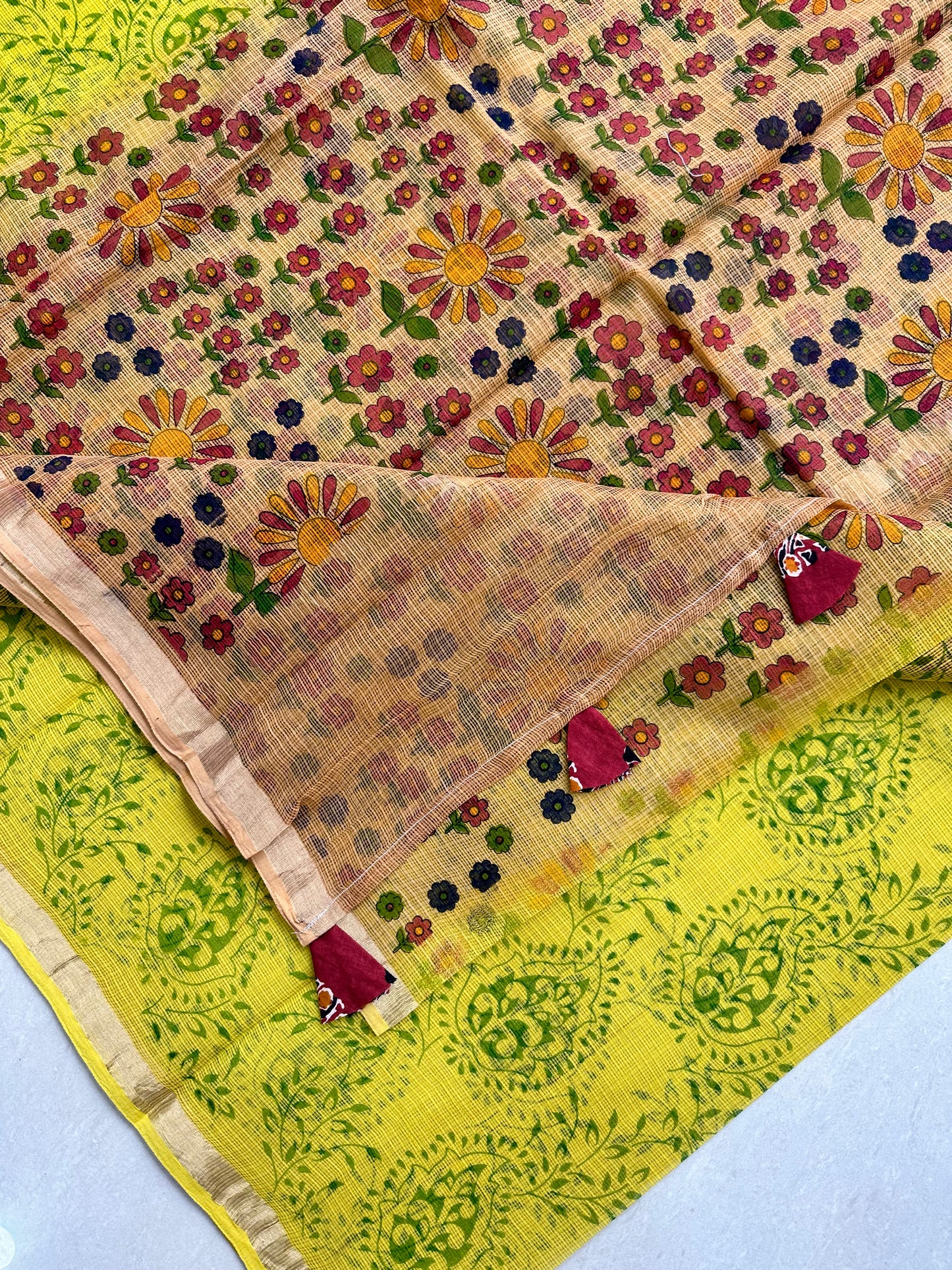 HandBlock Printed Pure Kota Cotton Doria Saree