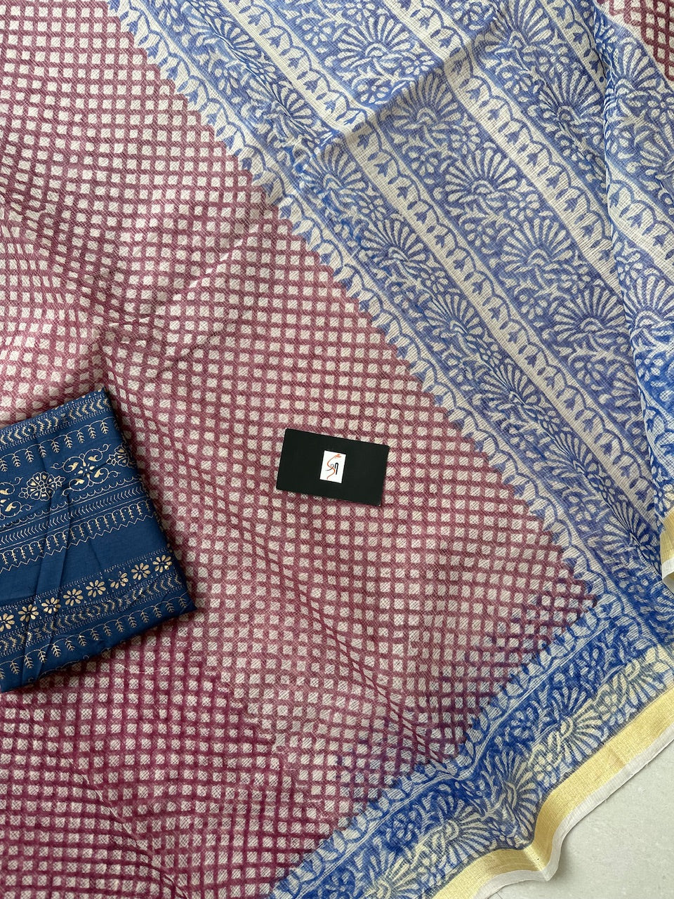 HandBlock Printed Kota Cotton Doria Saree