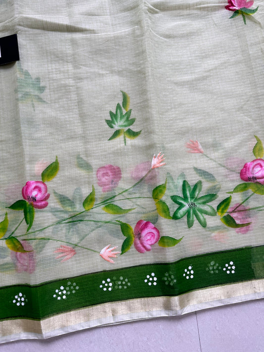 Handpainted Kota Cotton Doria Saree