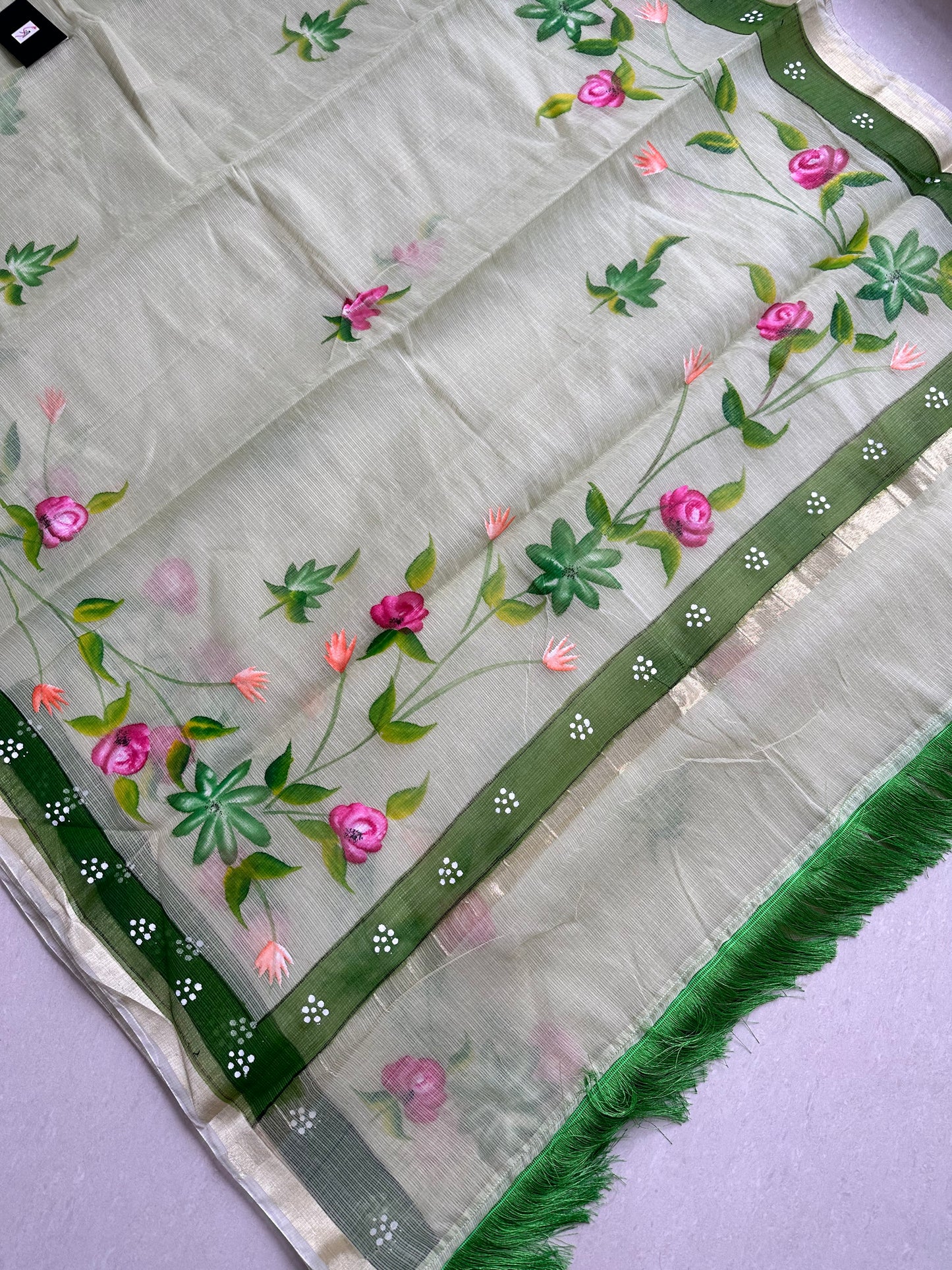 Handpainted Kota Cotton Doria Saree