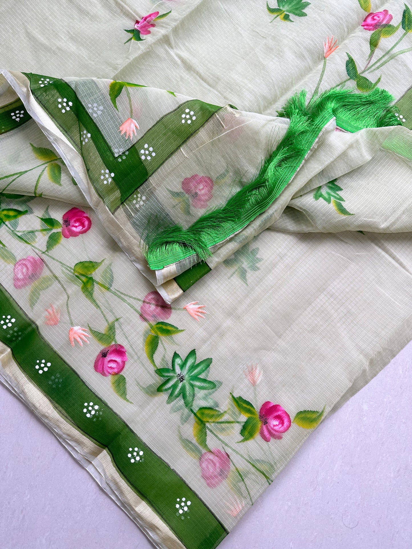 Handpainted Kota Cotton Doria Saree