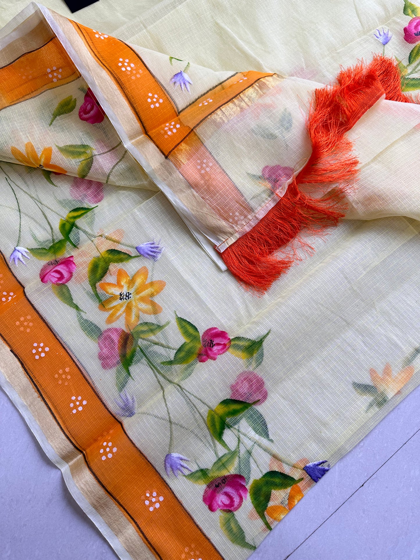 Handpainted Kota Cotton Doria Saree