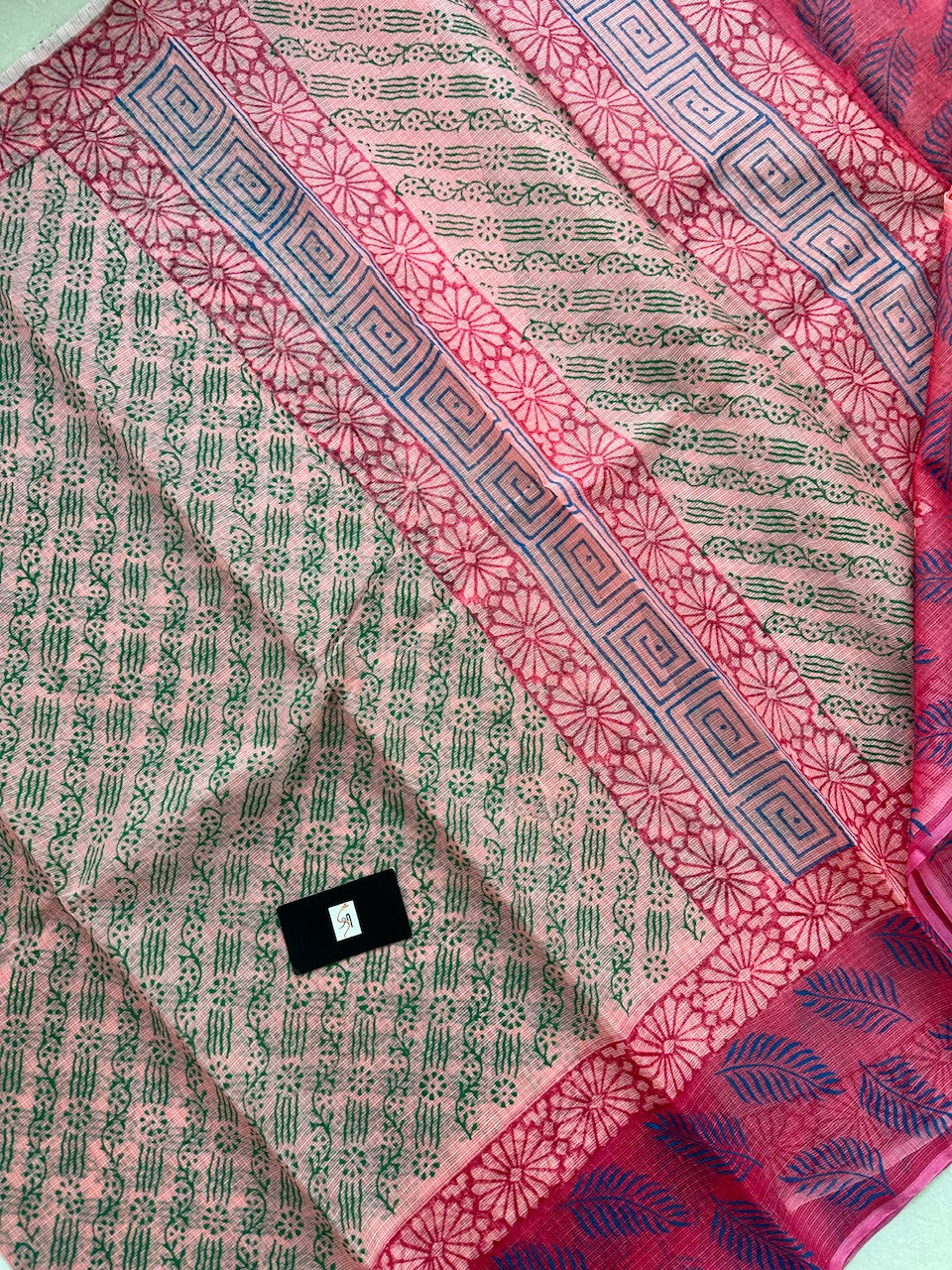 HandBlock Printed Kota Cotton Doria Saree