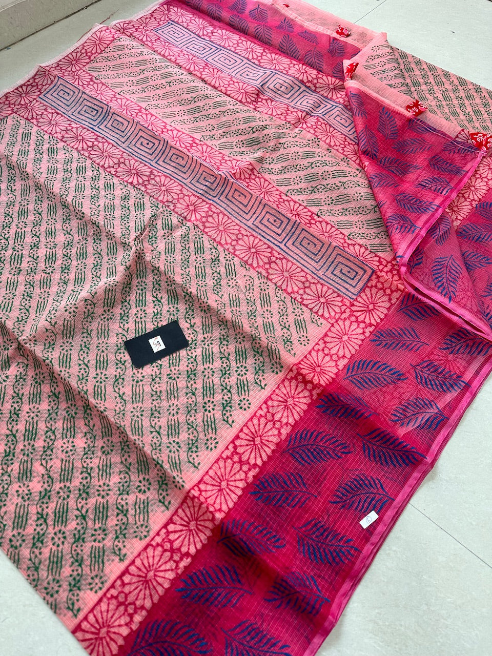 HandBlock Printed Kota Cotton Doria Saree