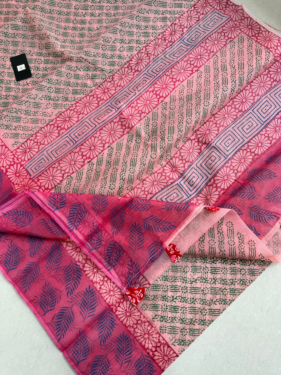 HandBlock Printed Kota Cotton Doria Saree