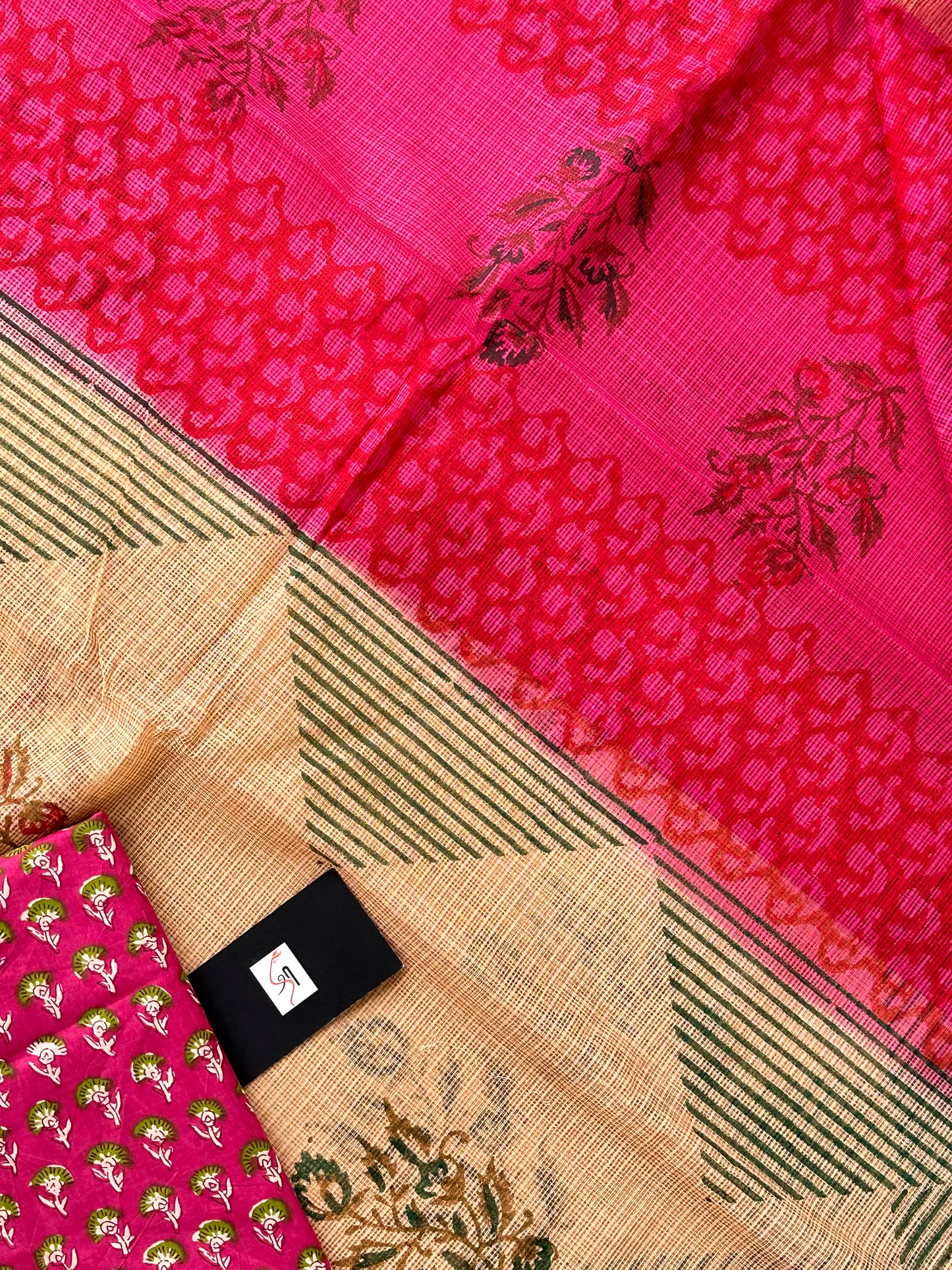 HandBlock Printed Pure Kota Cotton Doria Saree