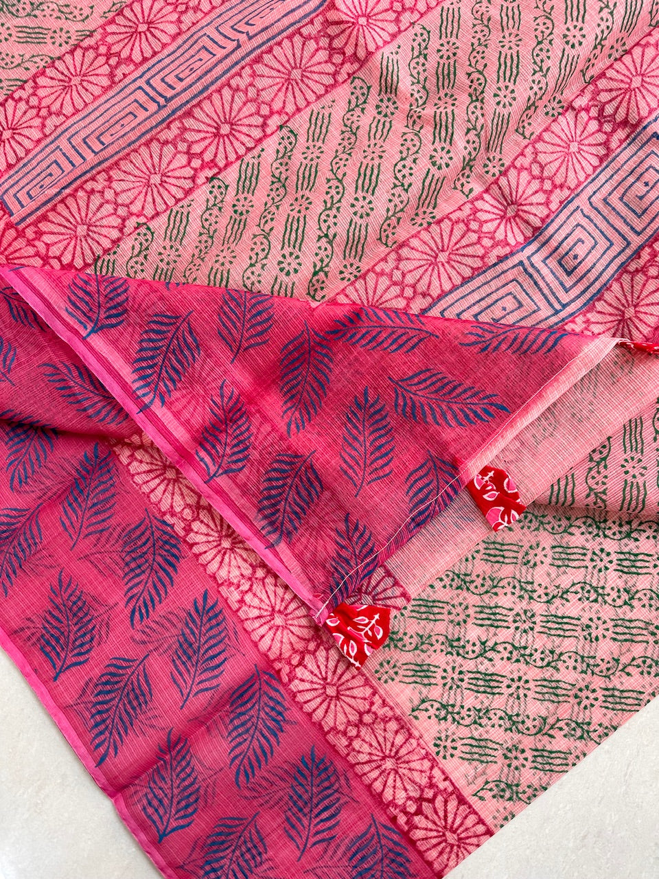 HandBlock Printed Kota Cotton Doria Saree