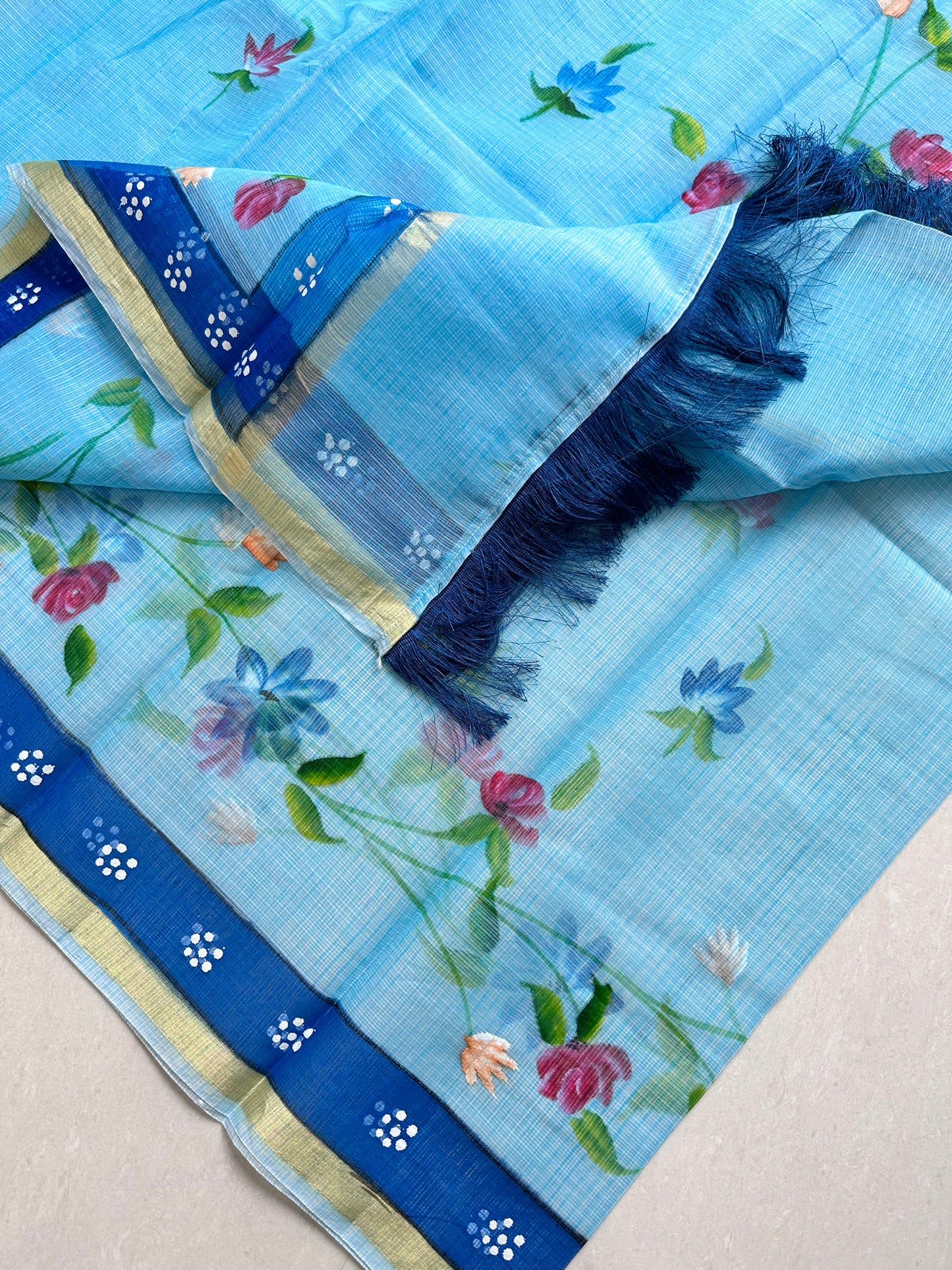 Handpainted Kota Cotton Doria Saree