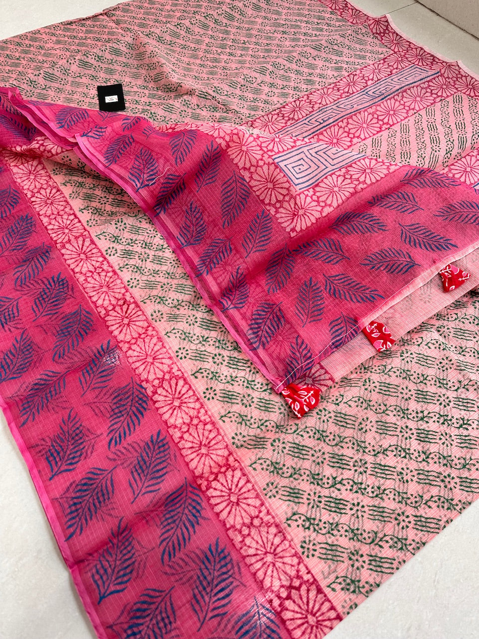 HandBlock Printed Kota Cotton Doria Saree