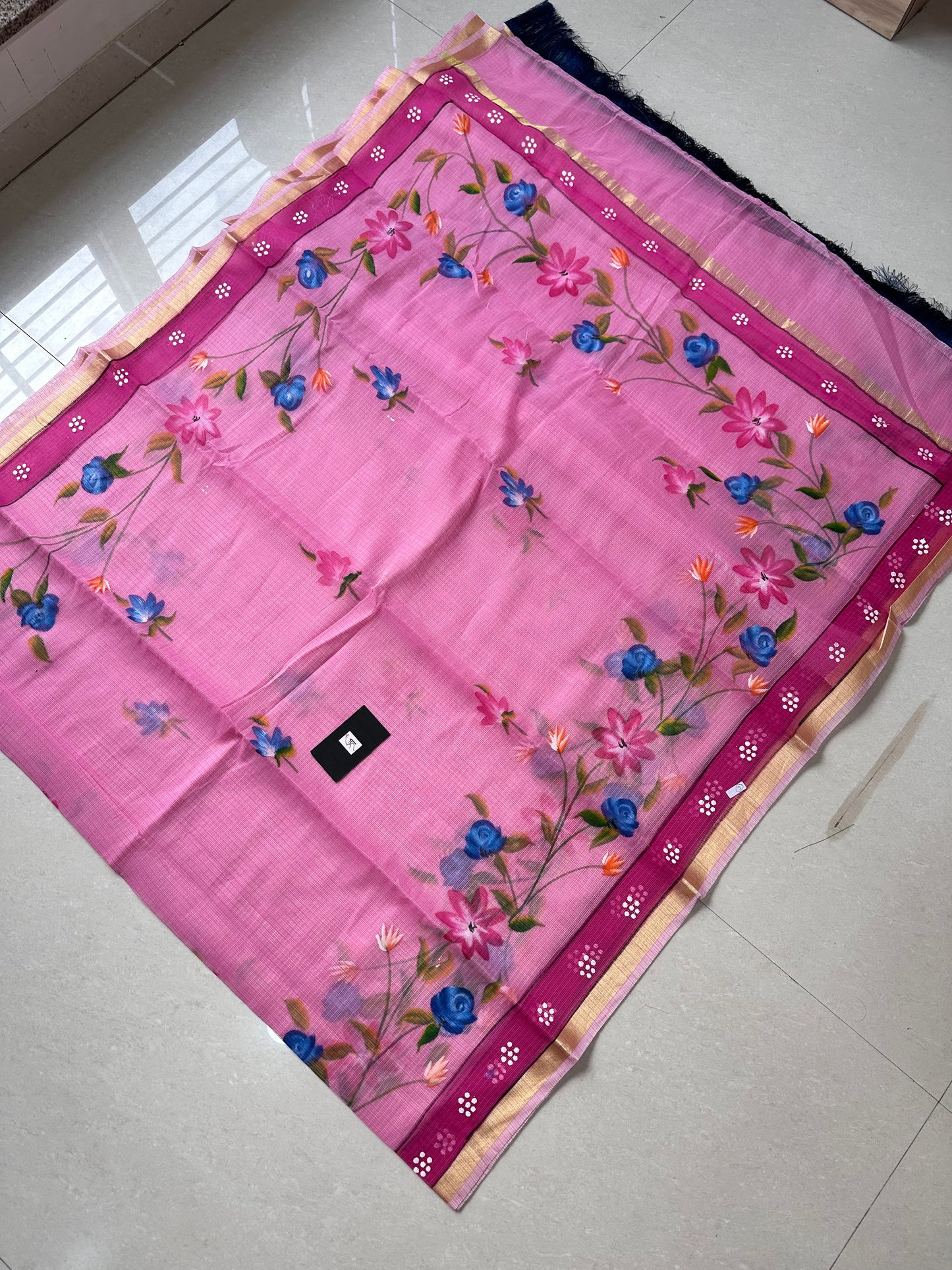 Handpainted Kota Cotton Doria Saree