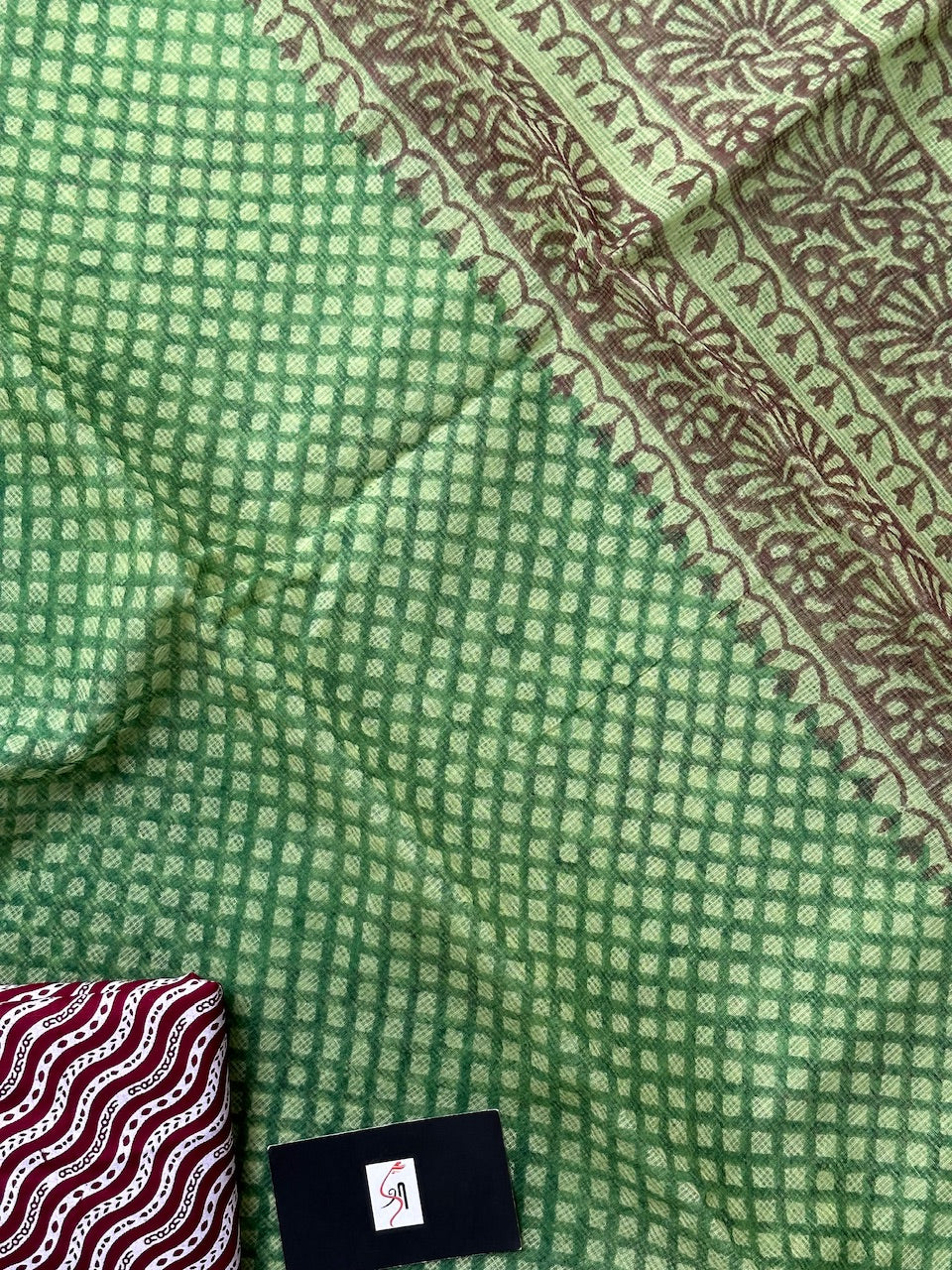 HandBlock Printed Kota Cotton Doria Saree