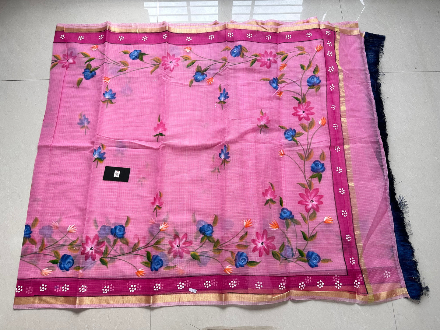 Handpainted Kota Cotton Doria Saree