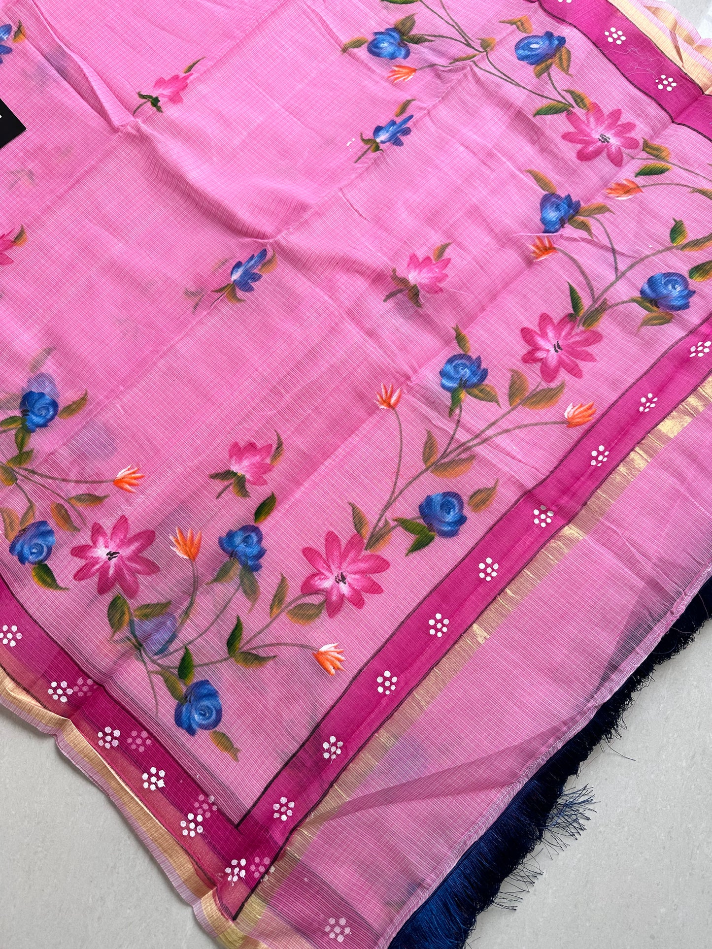 Handpainted Kota Cotton Doria Saree