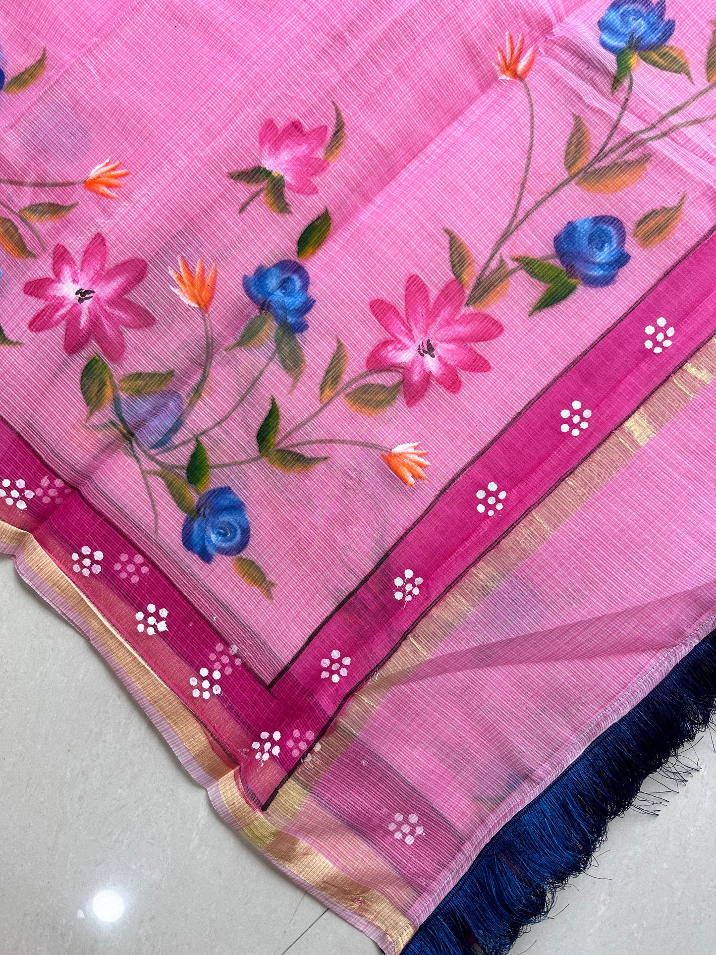 Handpainted Kota Cotton Doria Saree