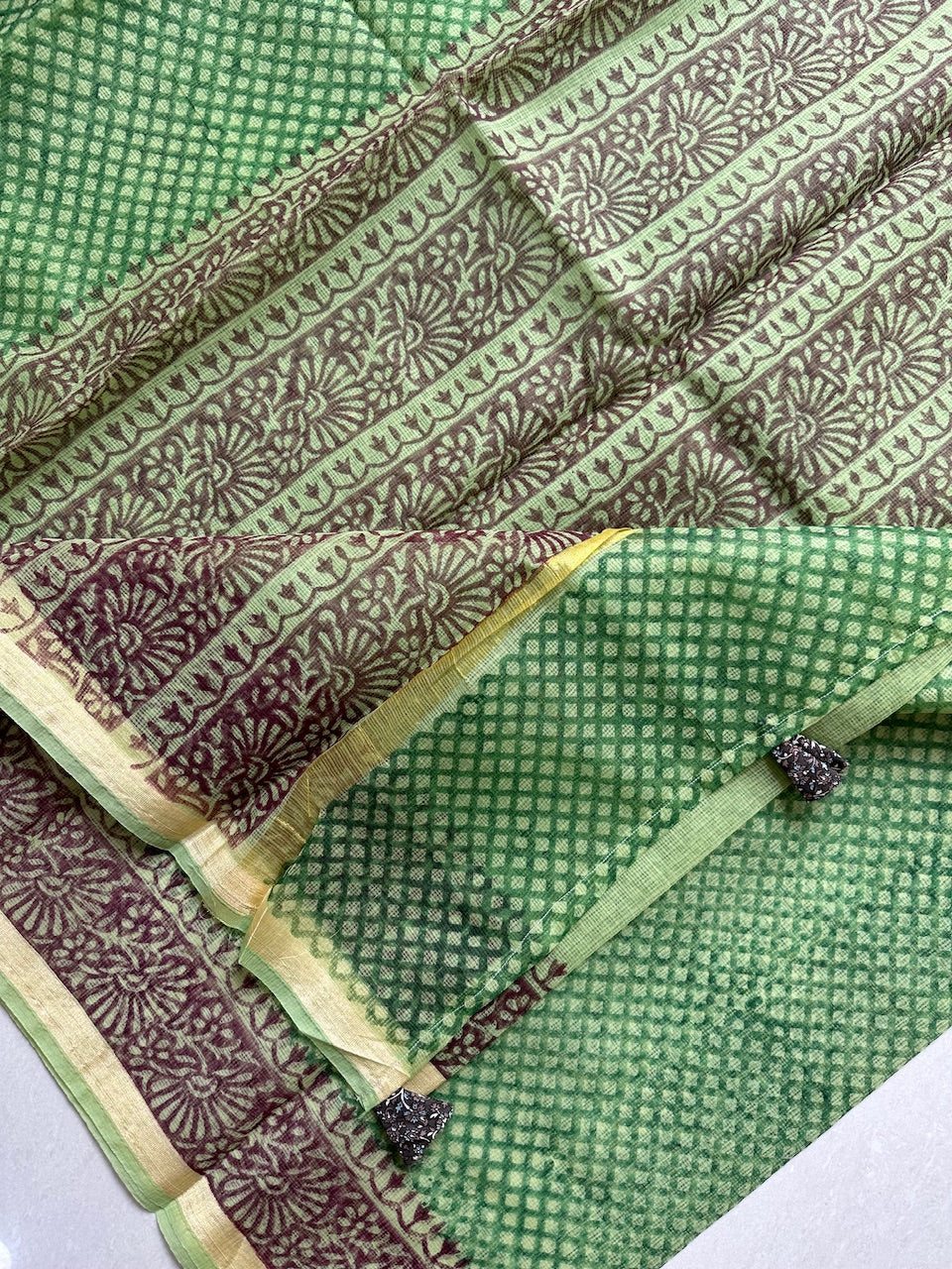 HandBlock Printed Kota Cotton Doria Saree