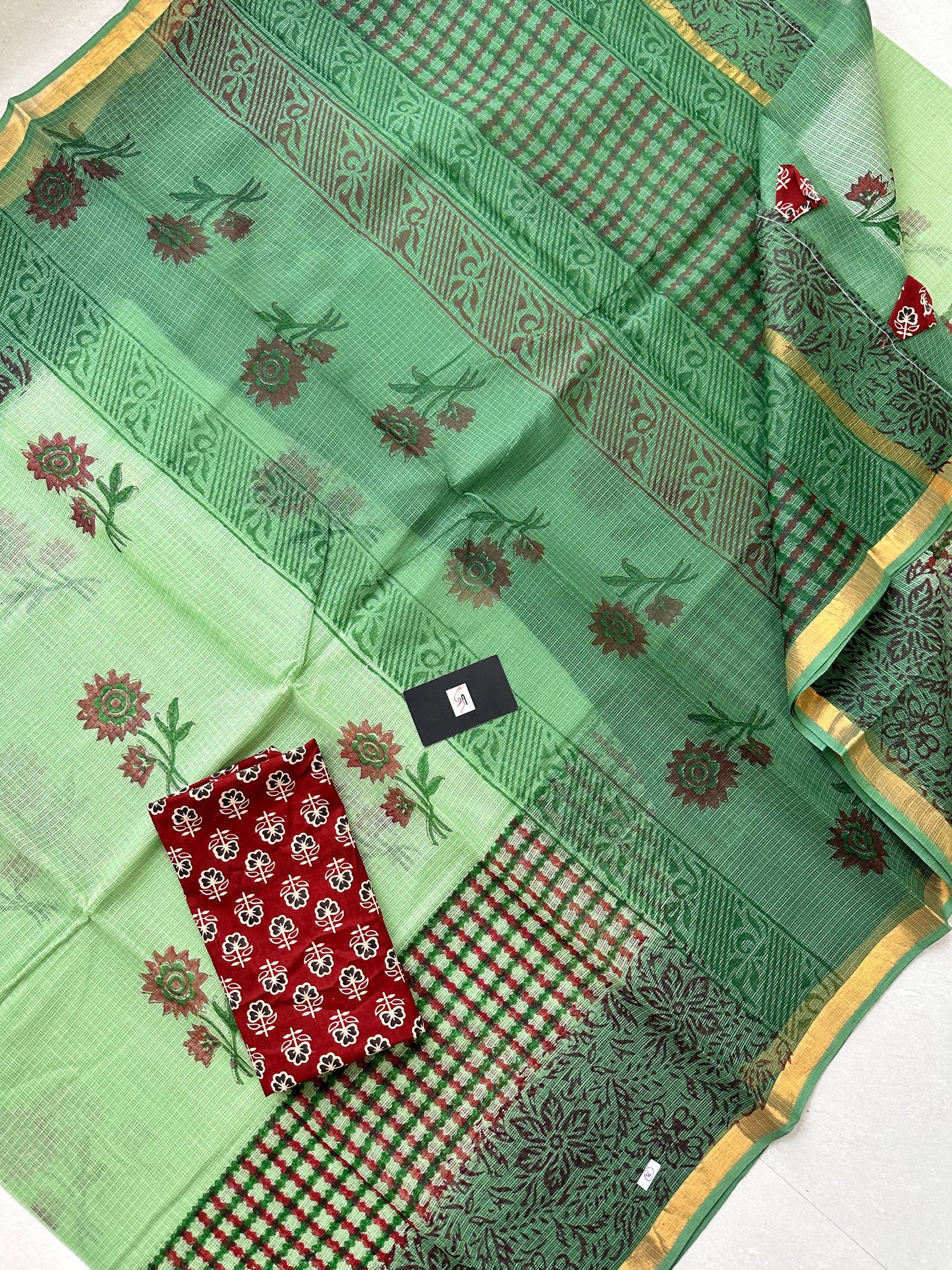 Pure HandBlock Printed Kota Cotton Doria Saree