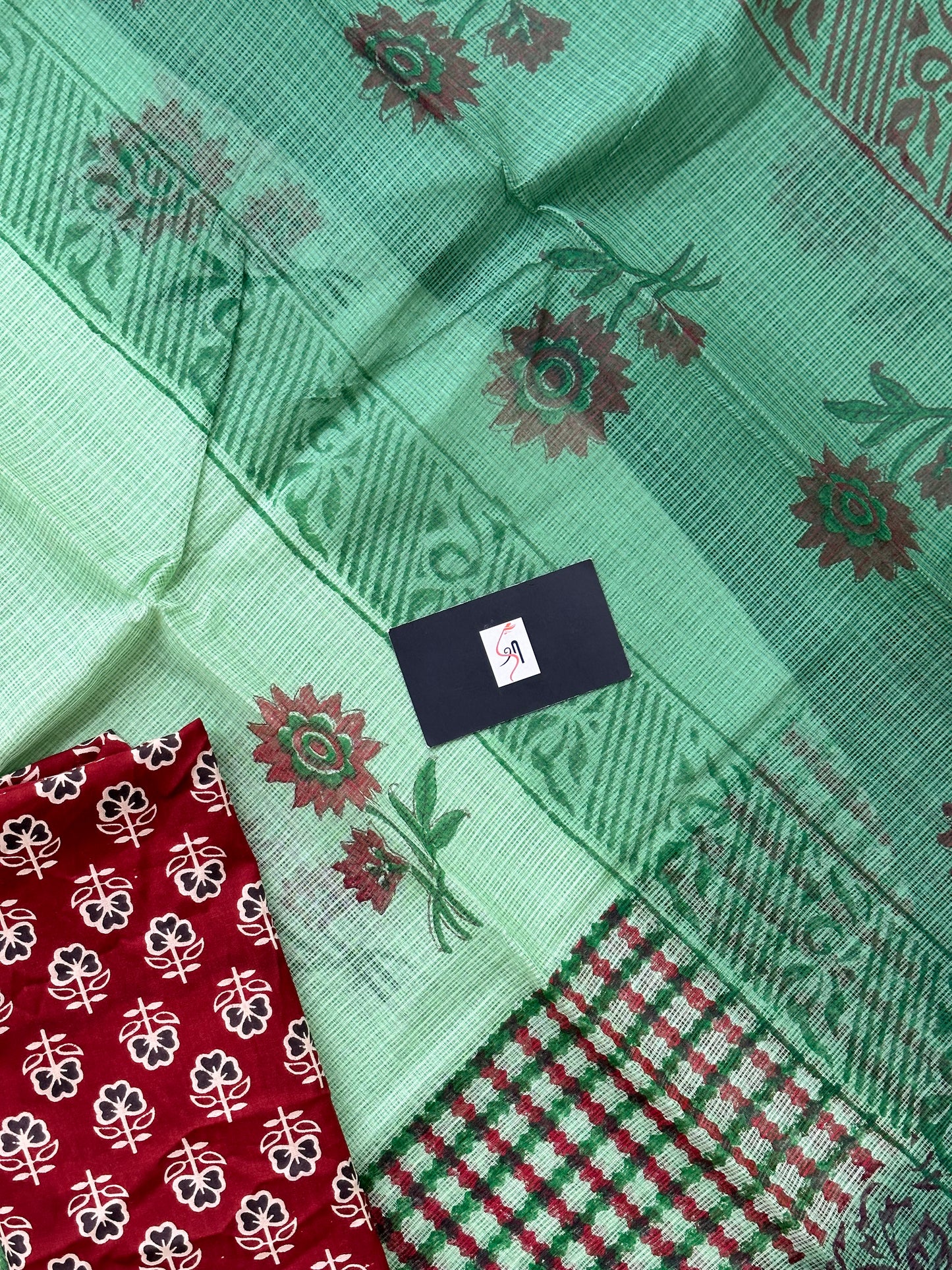 Pure HandBlock Printed Kota Cotton Doria Saree