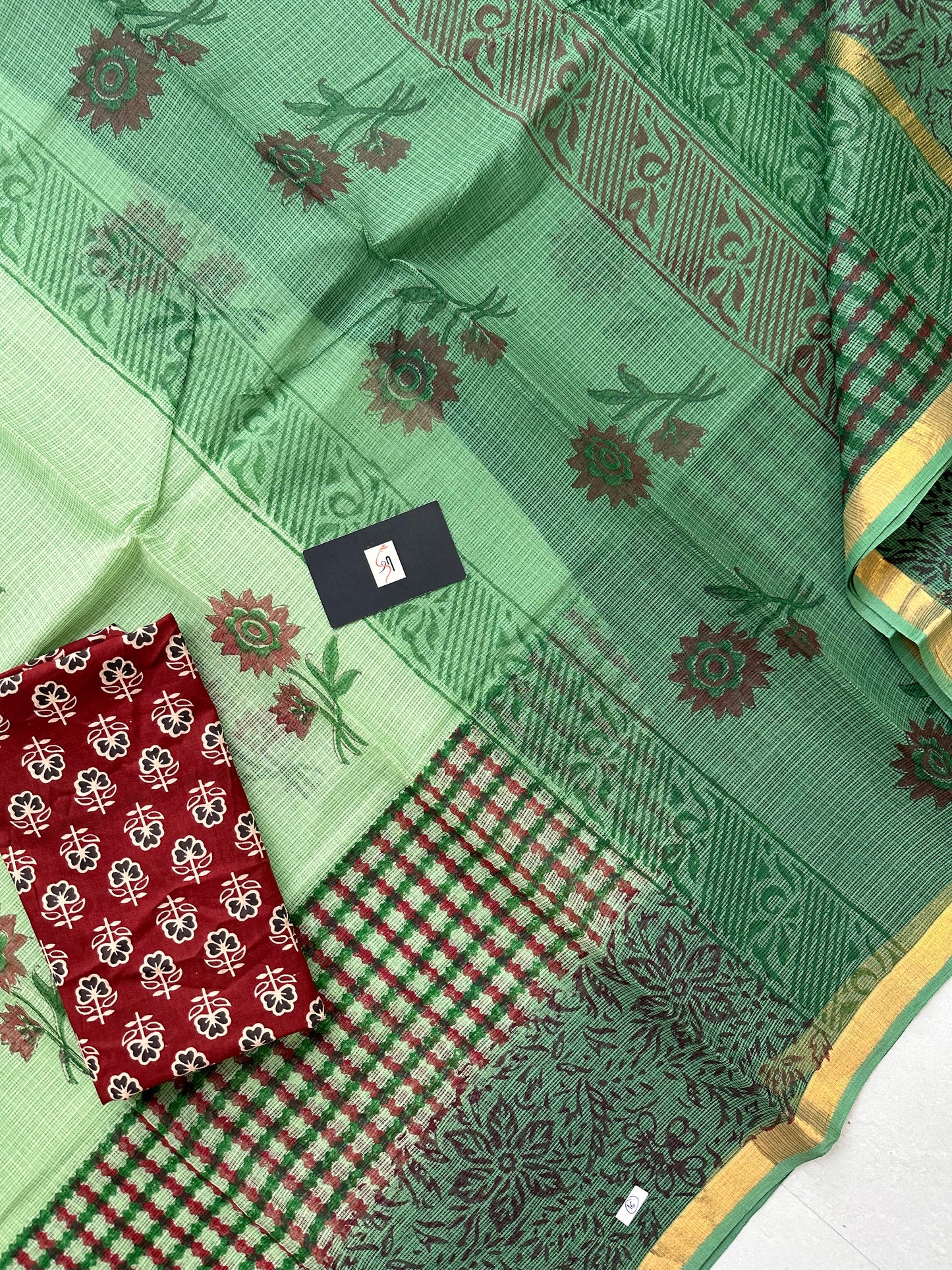 Pure HandBlock Printed Kota Cotton Doria Saree