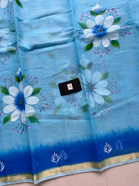 Handpainted Kota Cotton Doria Saree