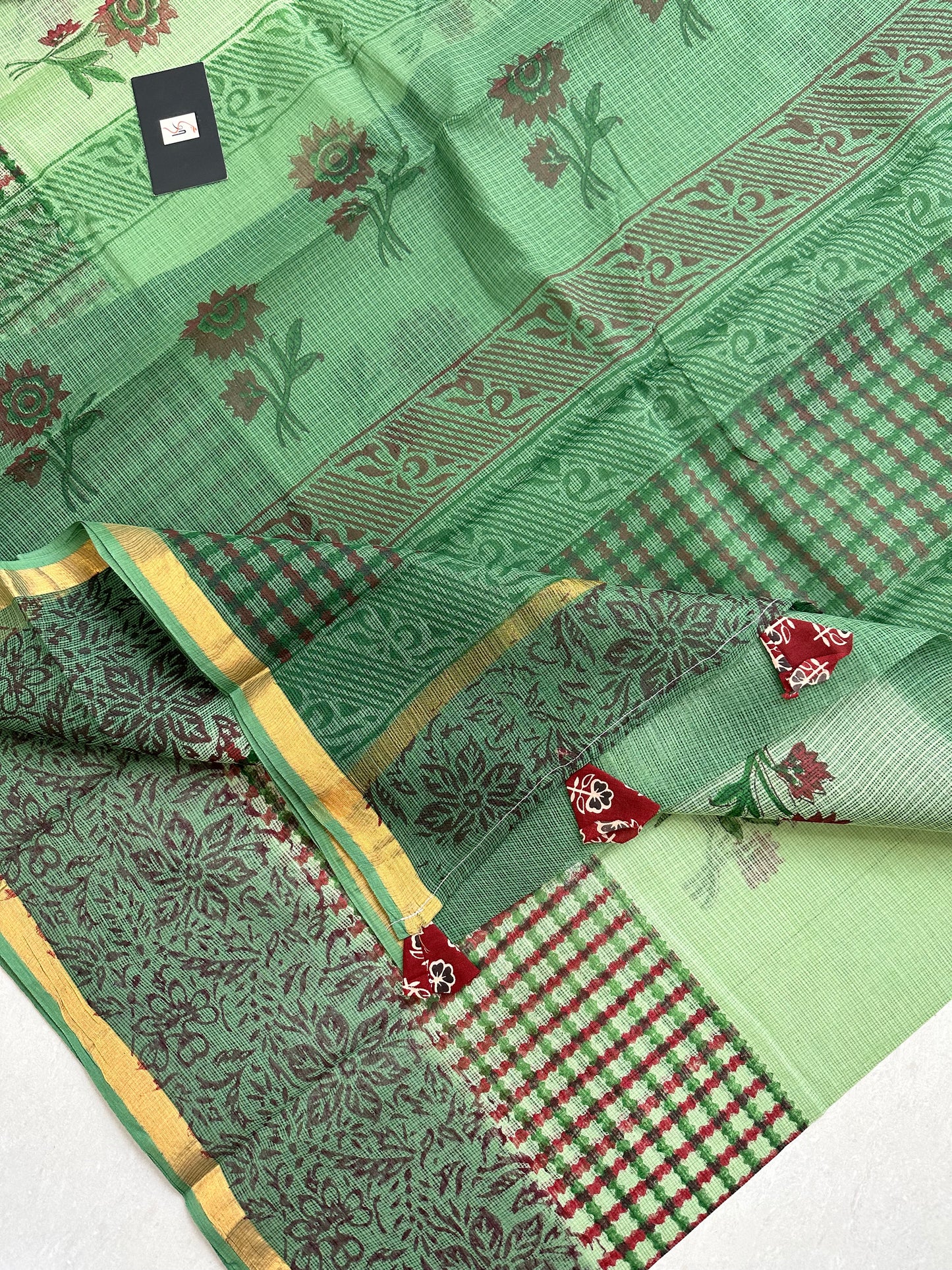 Pure HandBlock Printed Kota Cotton Doria Saree