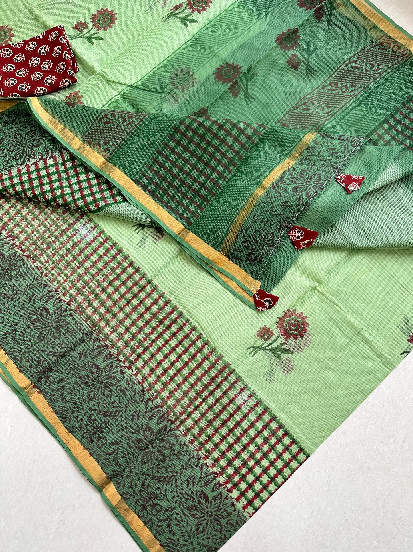 Pure HandBlock Printed Kota Cotton Doria Saree