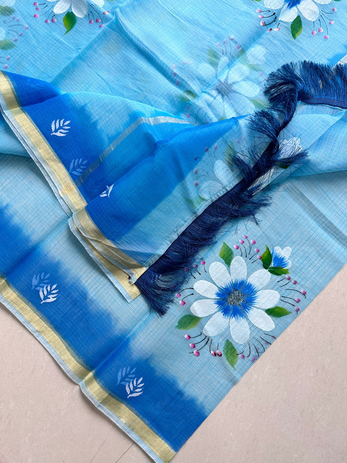 Handpainted Kota Cotton Doria Saree