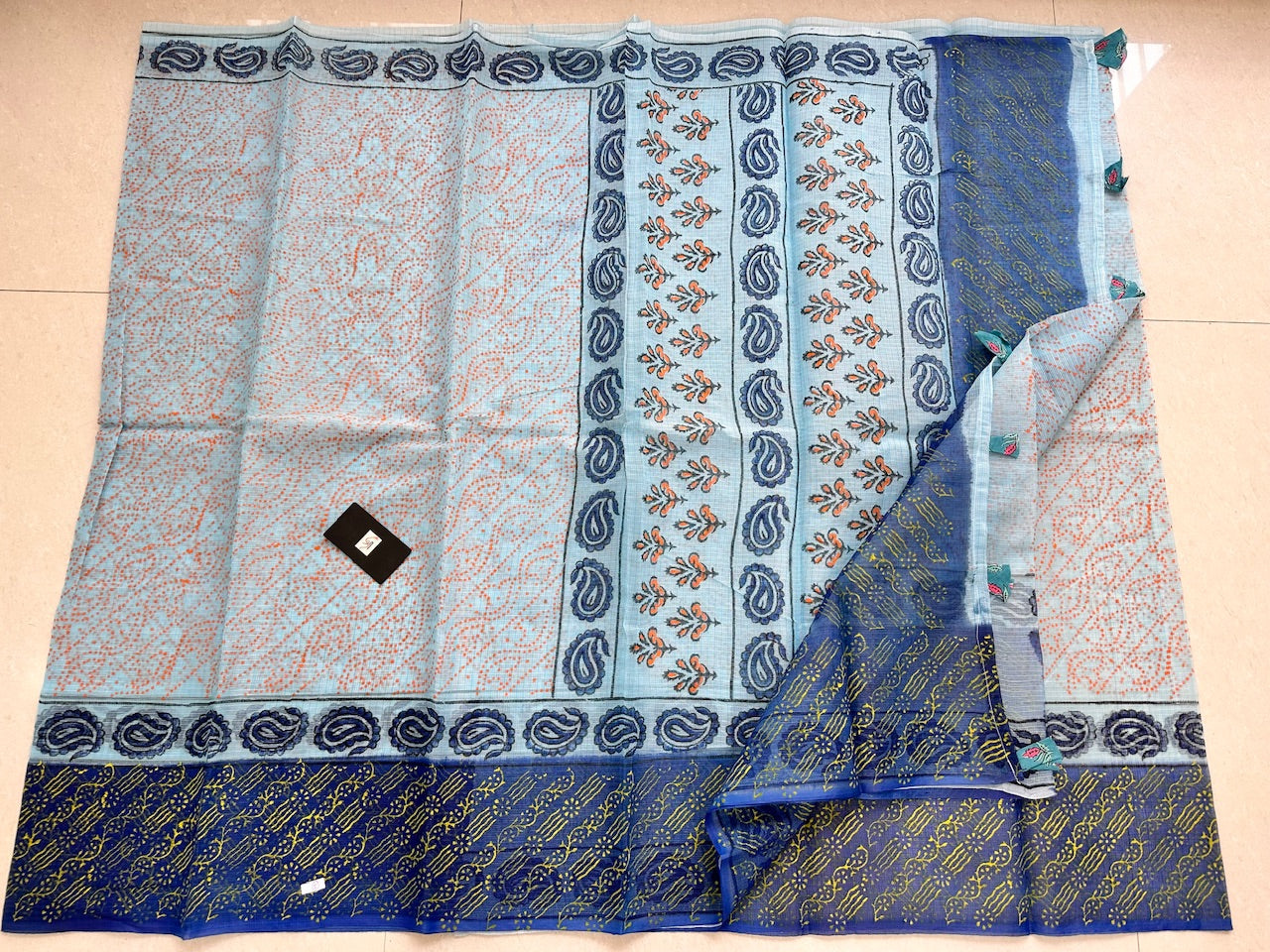 HandBlock Printed Kota Cotton Doria Saree